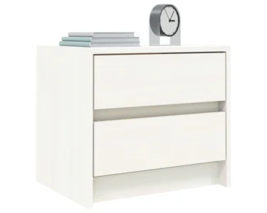 Table de nuit white 2 tiroirs mélamine (2)