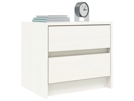 Table de nuit white 2 tiroirs mélamine (2)
