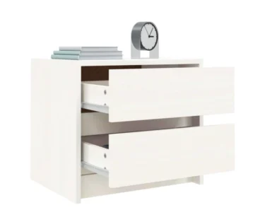 Table de nuit white 2 tiroirs mélamine