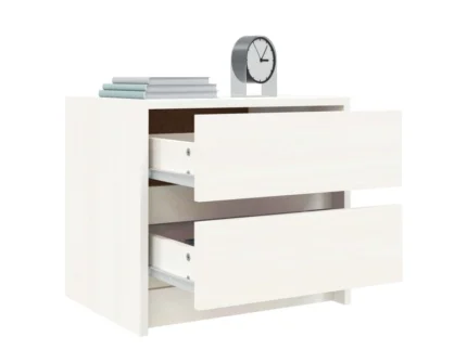 Table de nuit white 2 tiroirs mélamine